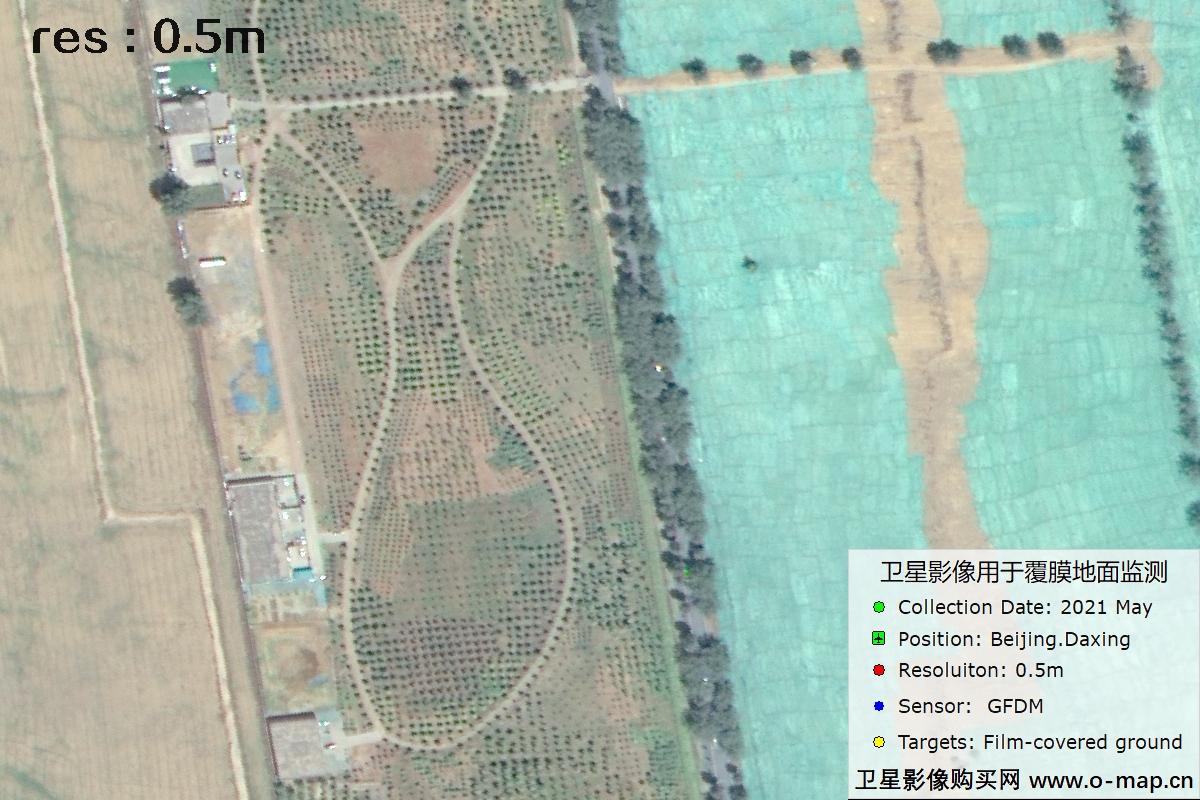 0.5米高分多模卫星拍摄的覆膜地面影像图