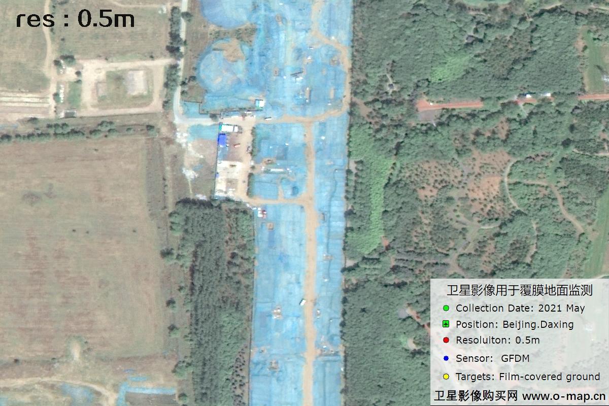 0.5米高分多模卫星拍摄的覆膜地面影像图
