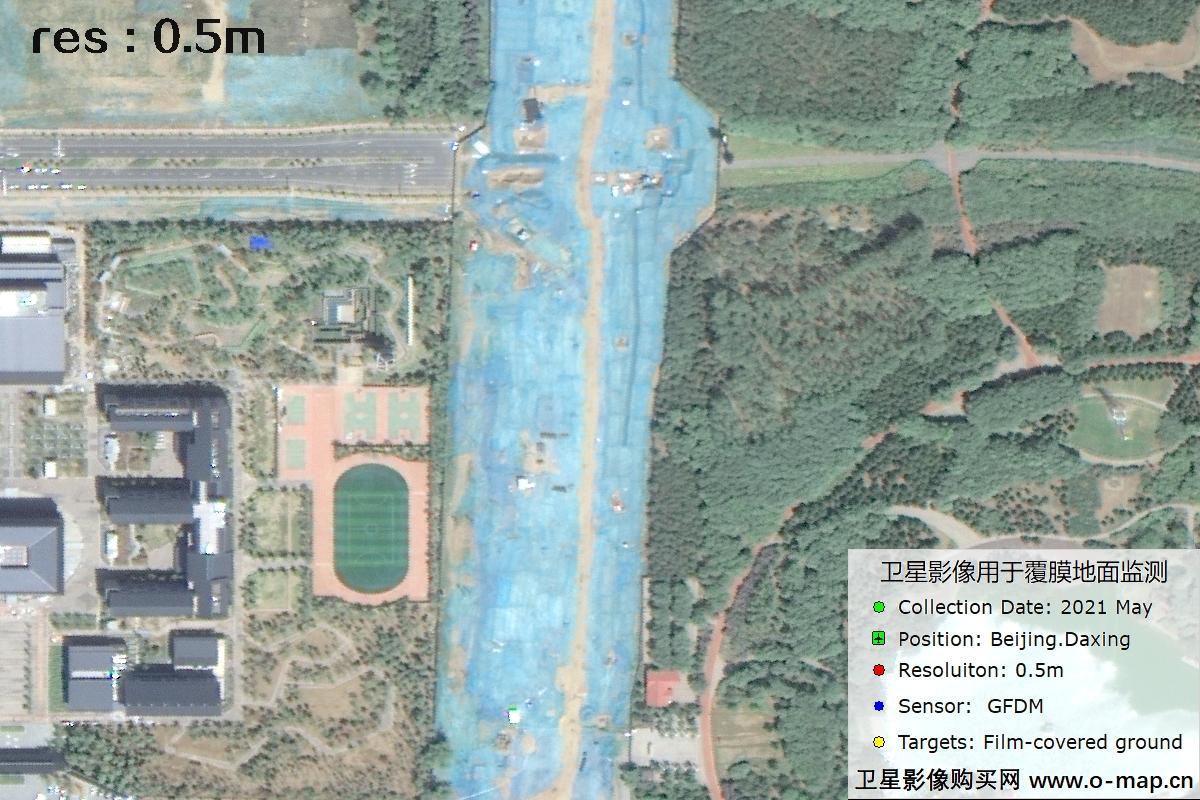 0.5米高分多模卫星拍摄的覆膜地面影像图
