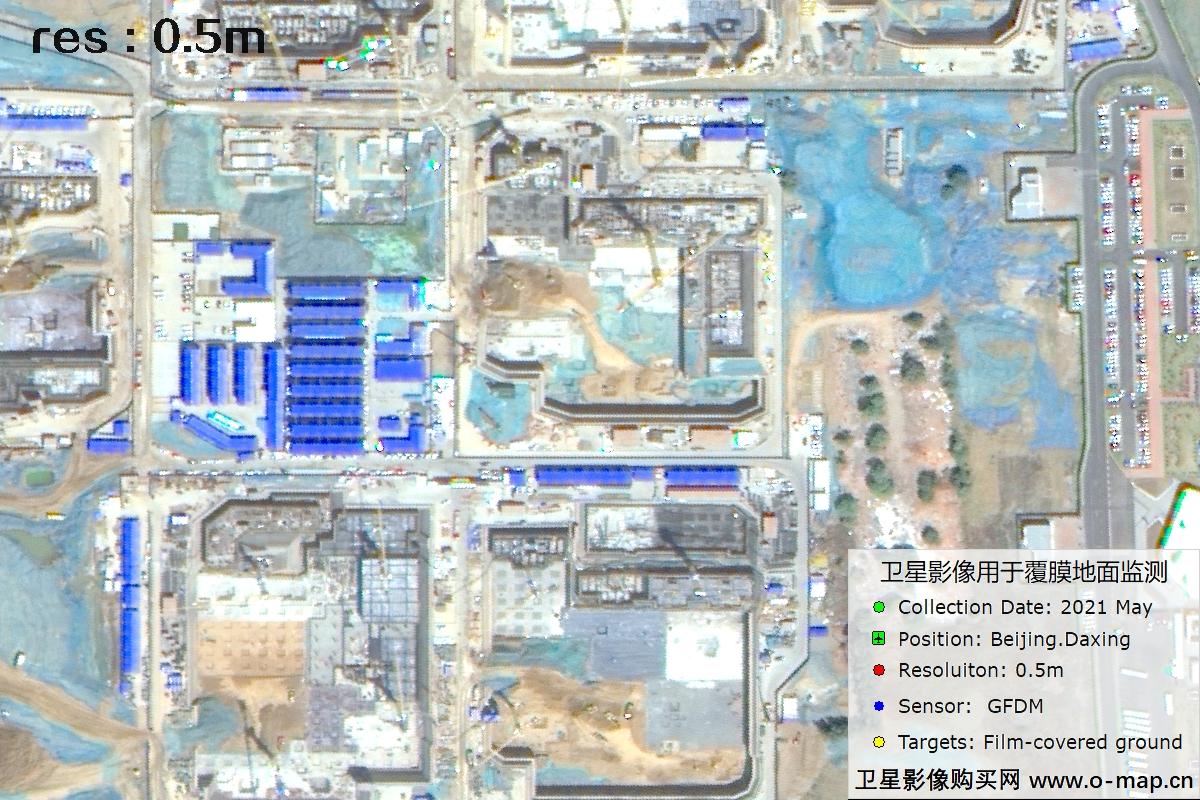 0.5米高分多模卫星拍摄的覆膜地面影像图