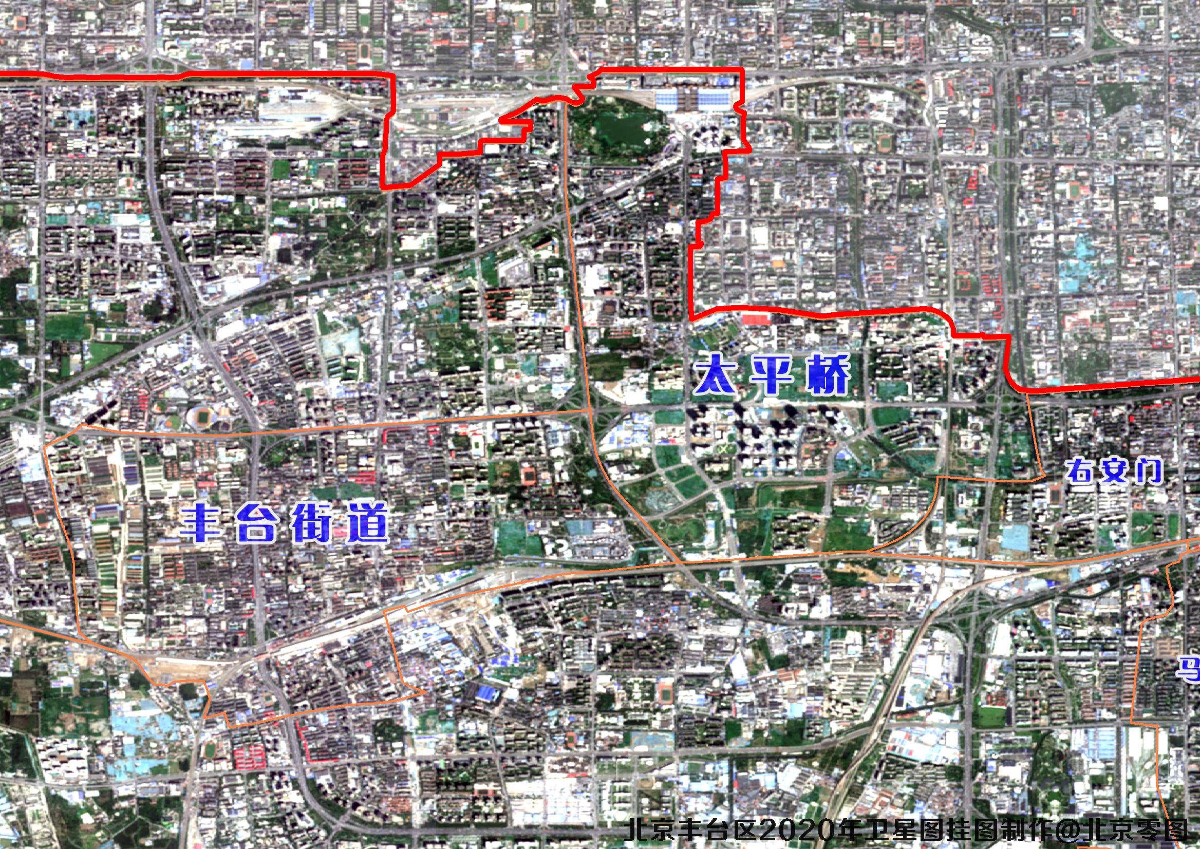 北京市丰台区2020年卫星图挂图制作