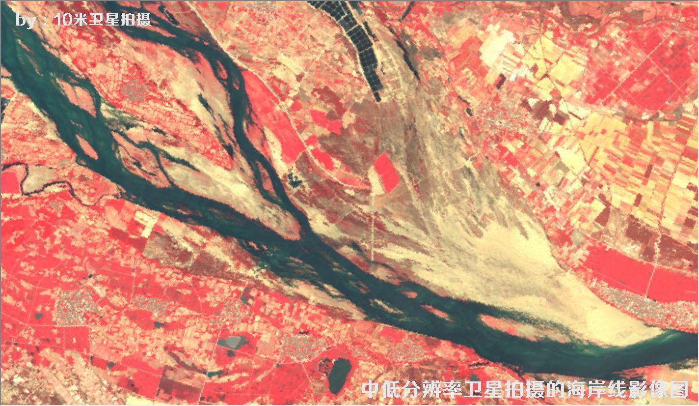 中低分辨率卫星拍摄的海南省某段海岸线彩色卫星影像