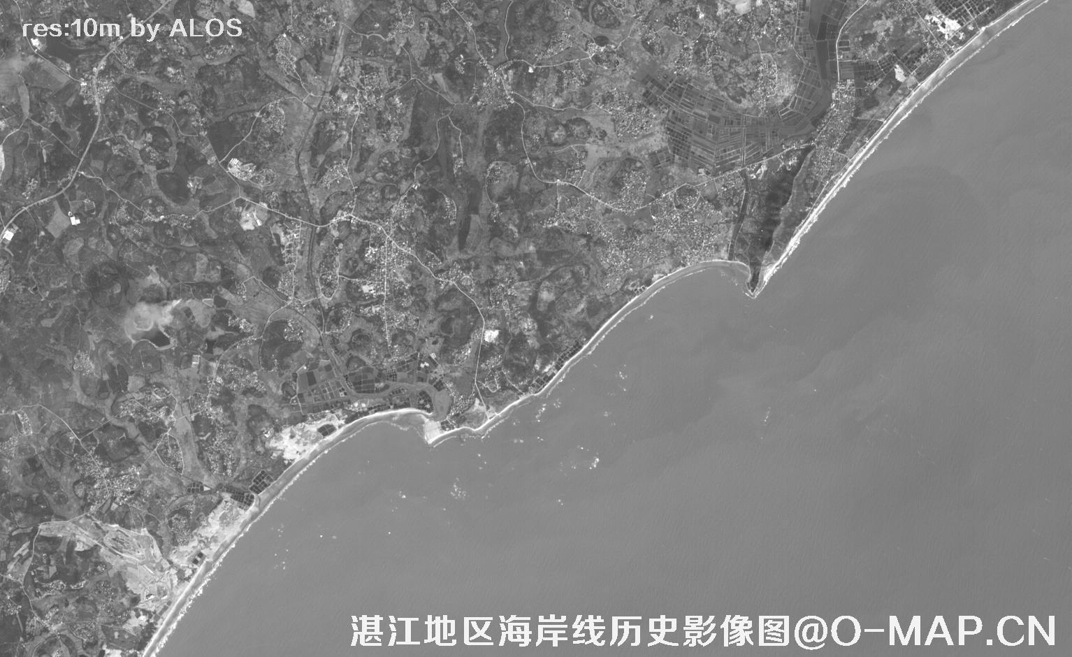 广东省湛江地区2010年海岸带历史卫星图