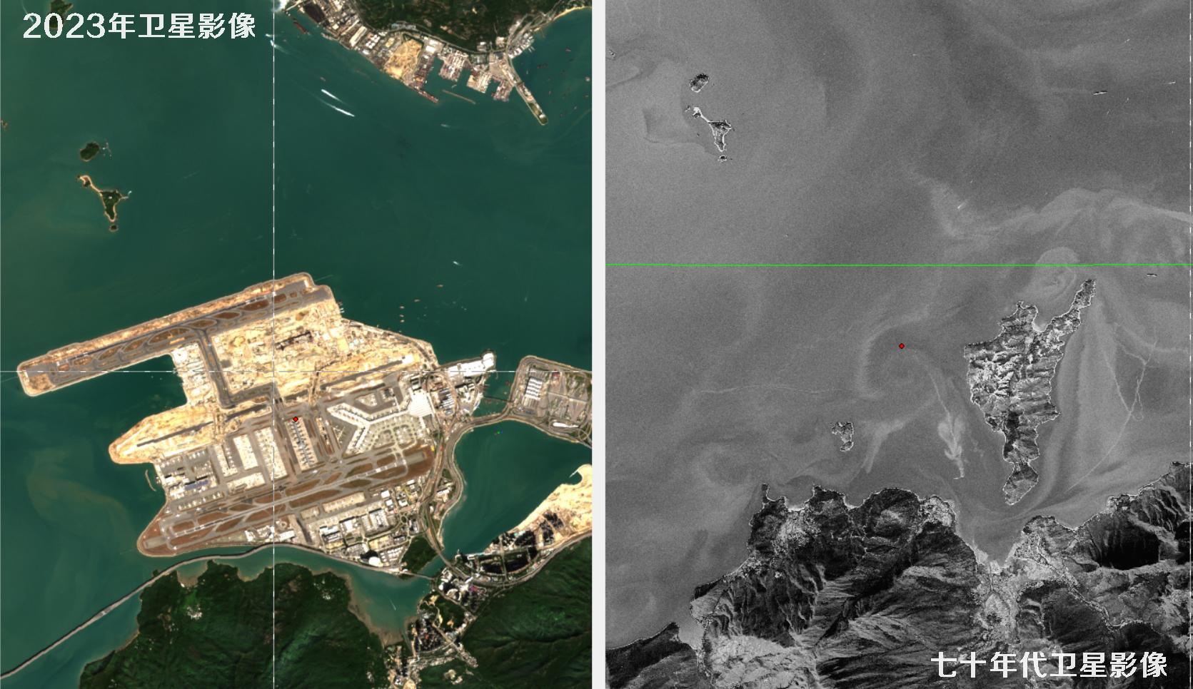 香港七十年代高清卫星图像和香港2023年卫星图对比