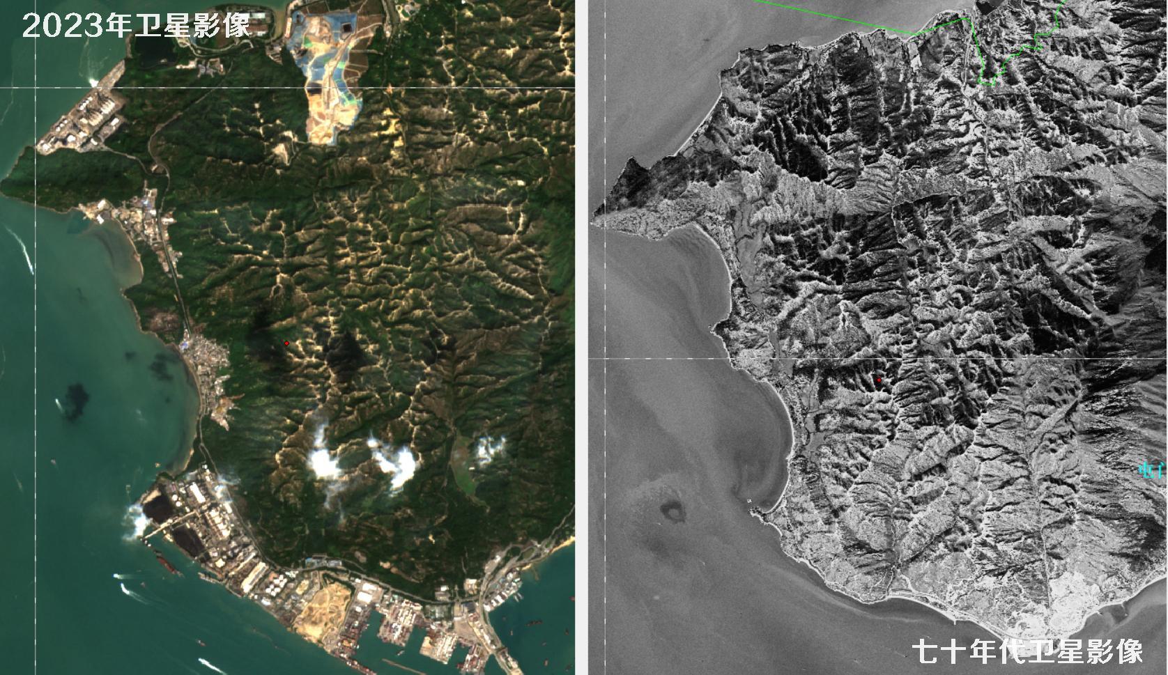 香港七十年代高清卫星图像和香港2023年卫星图对比