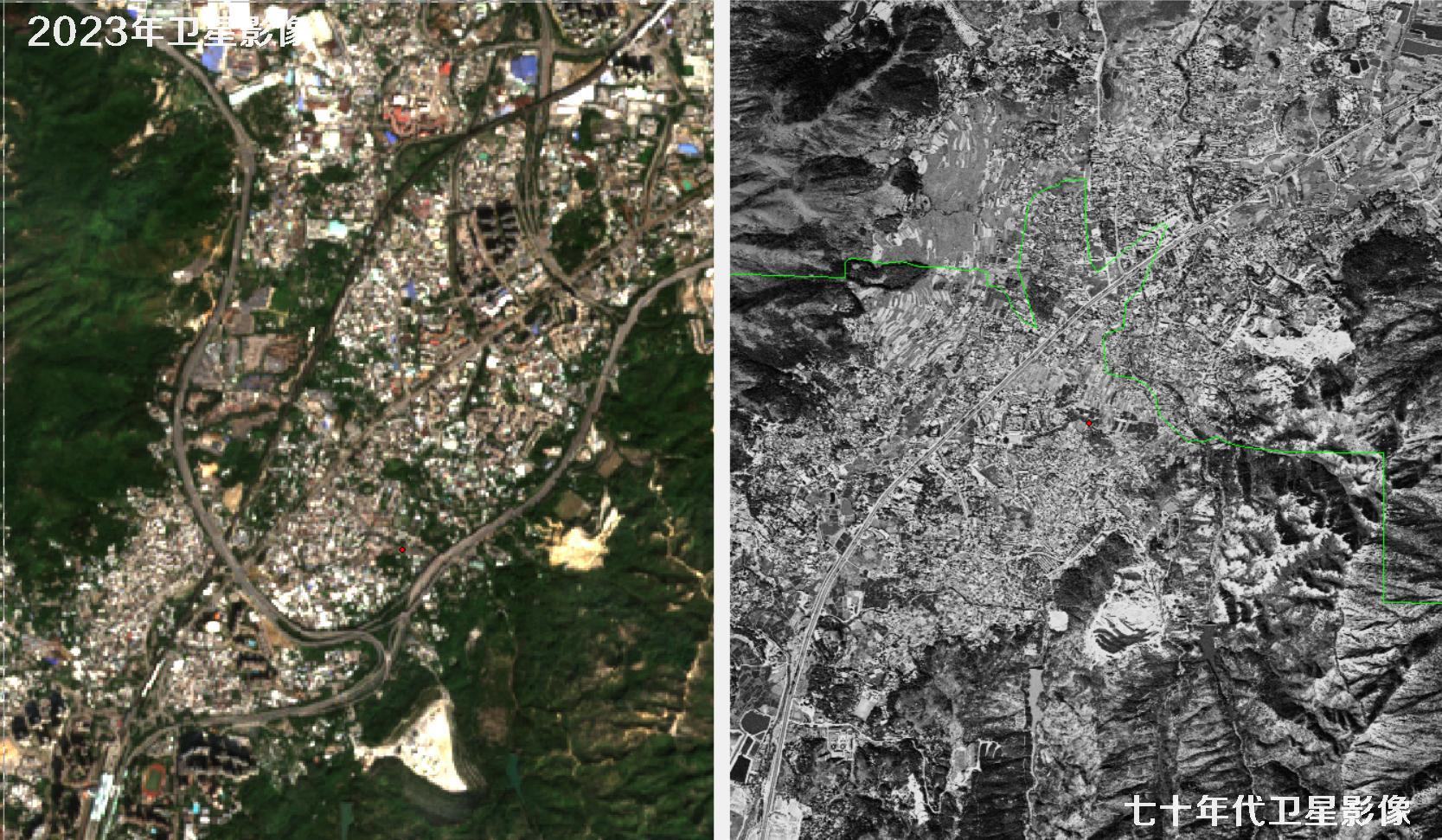 香港七十年代高清卫星图像和香港2023年卫星图对比