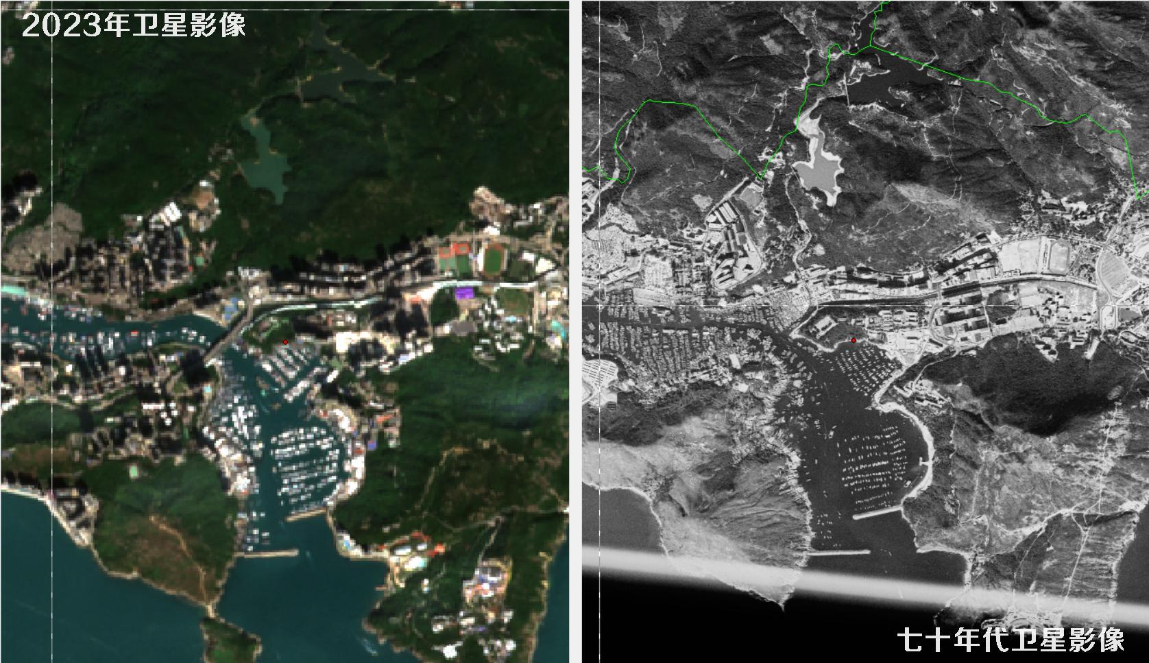 香港七十年代高清卫星图像和香港2023年卫星图对比