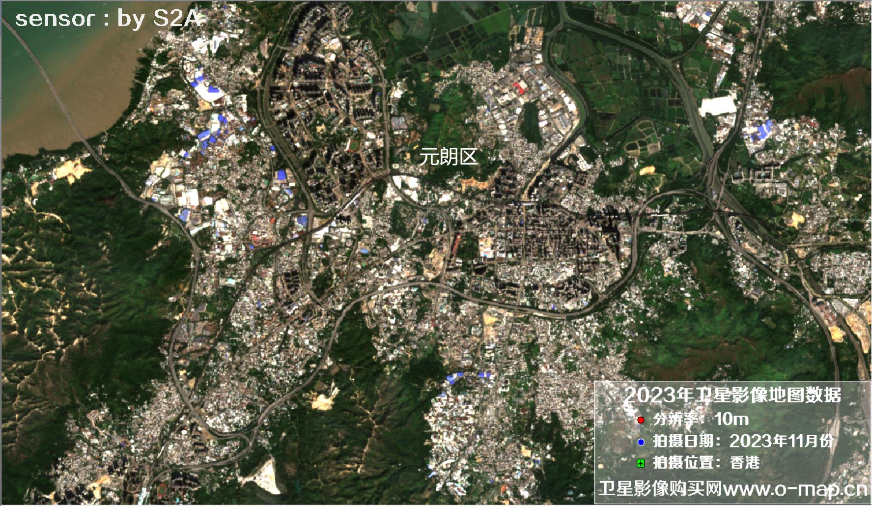 香港地区2023年11月份拍摄的10米哨兵卫星图