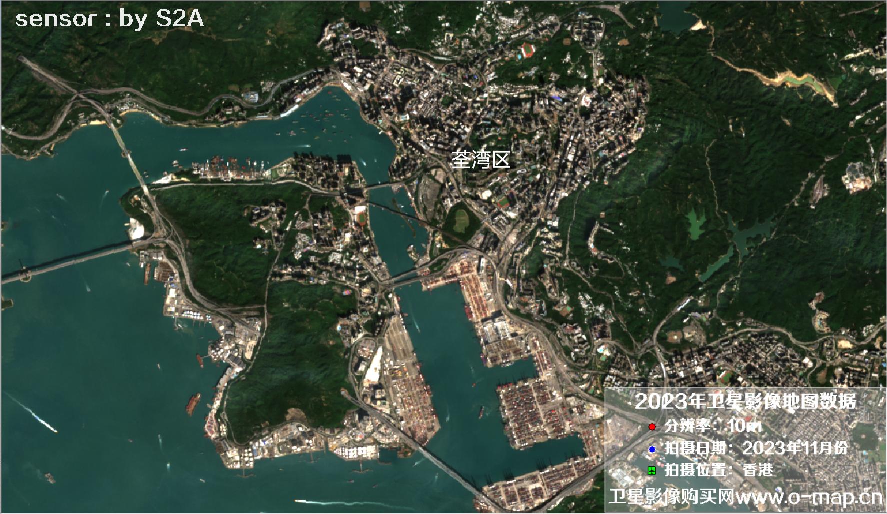 香港地区2023年11月份拍摄的10米哨兵卫星图