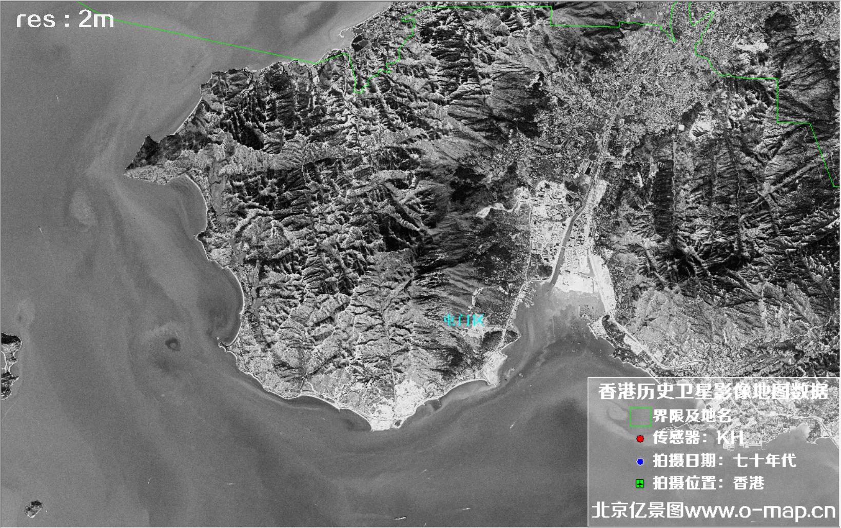 美国锁眼卫星1970年代拍摄的香港卫星地图数据