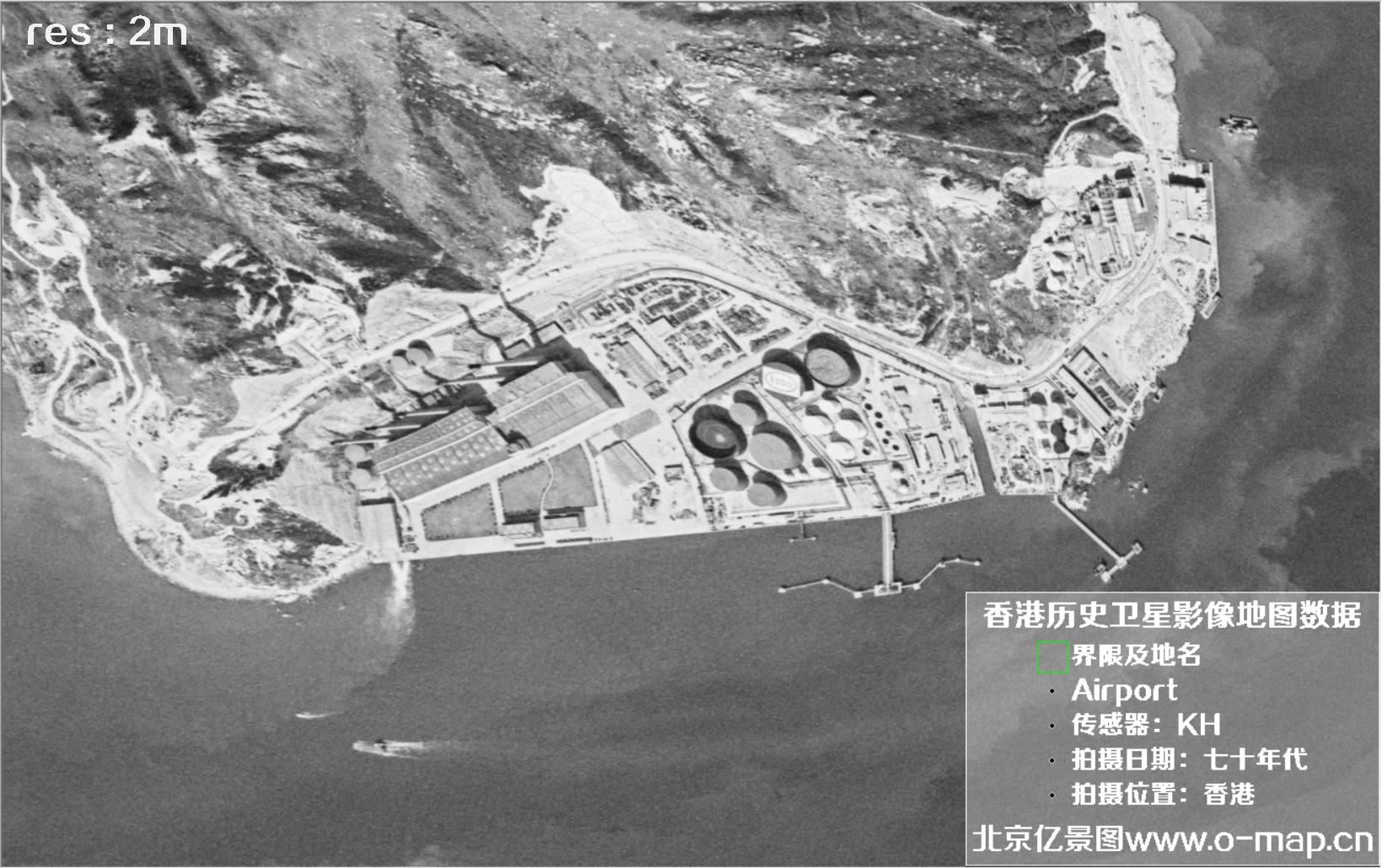 美国锁眼卫星1970年代拍摄的香港卫星地图数据