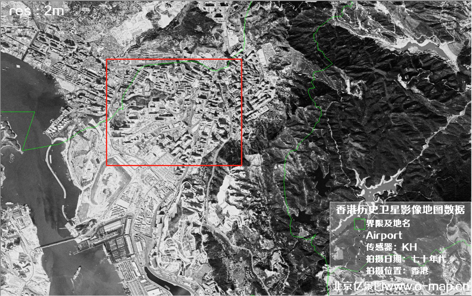 美国锁眼卫星1970年代拍摄的香港卫星地图数据