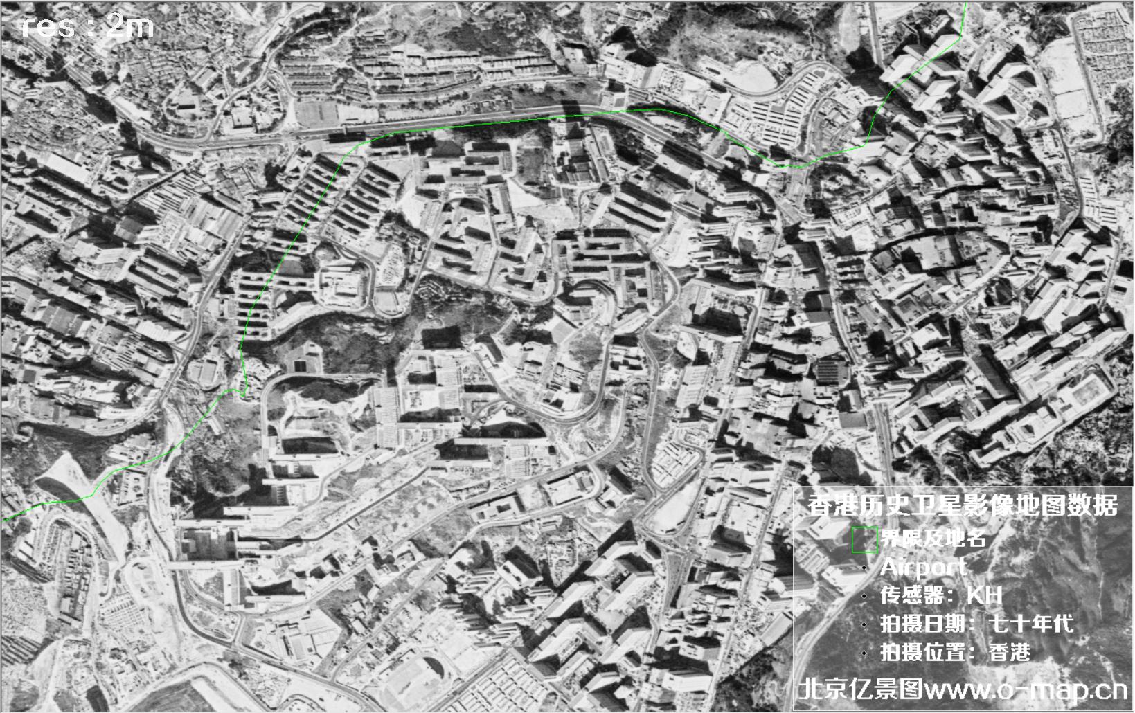 美国锁眼卫星1970年代拍摄的香港卫星地图数据