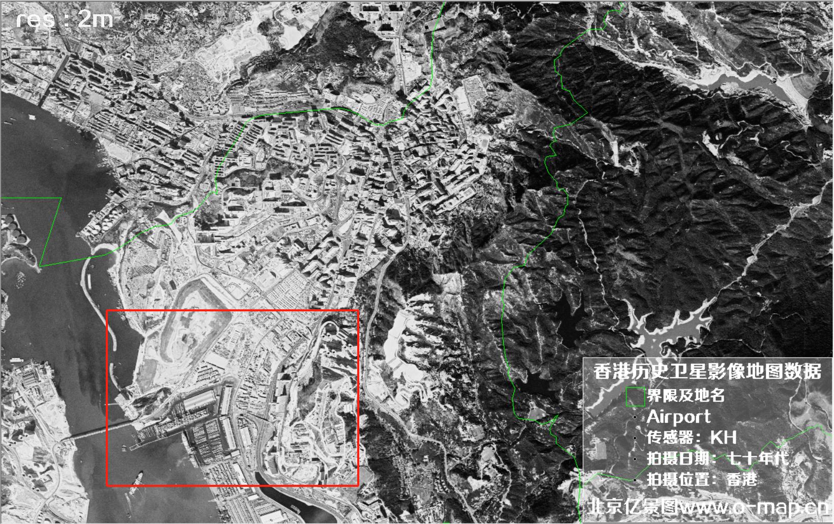 美国锁眼卫星1970年代拍摄的香港卫星地图数据