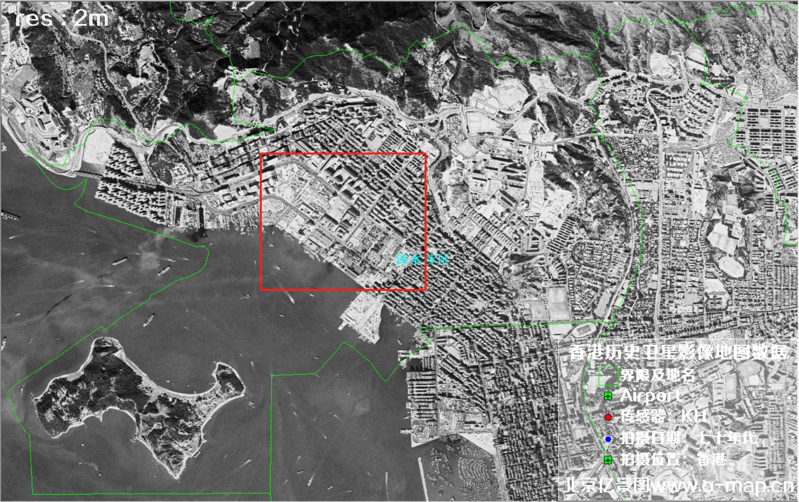 美国锁眼卫星1970年代拍摄的香港卫星地图数据