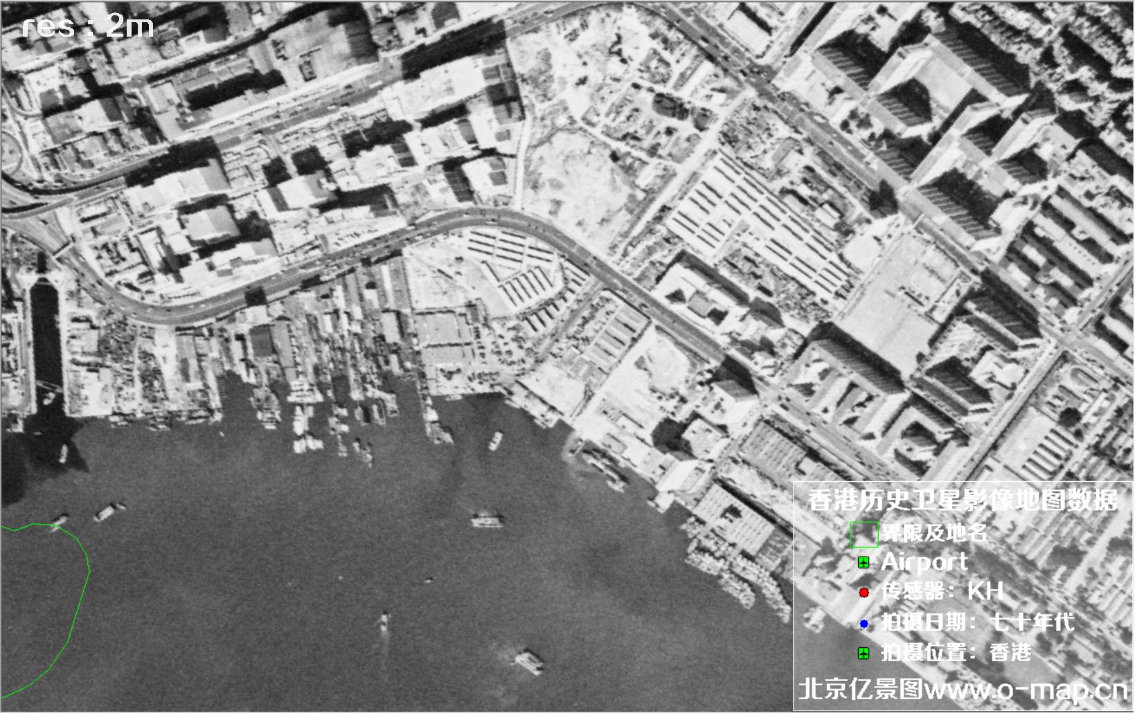 美国锁眼卫星1970年代拍摄的香港卫星地图数据