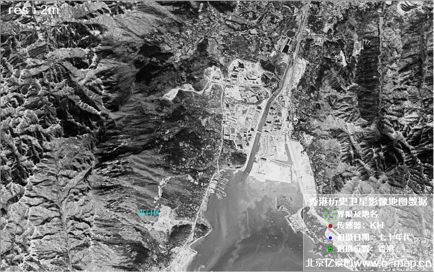 美国锁眼卫星1970年代拍摄的香港卫星地图数据