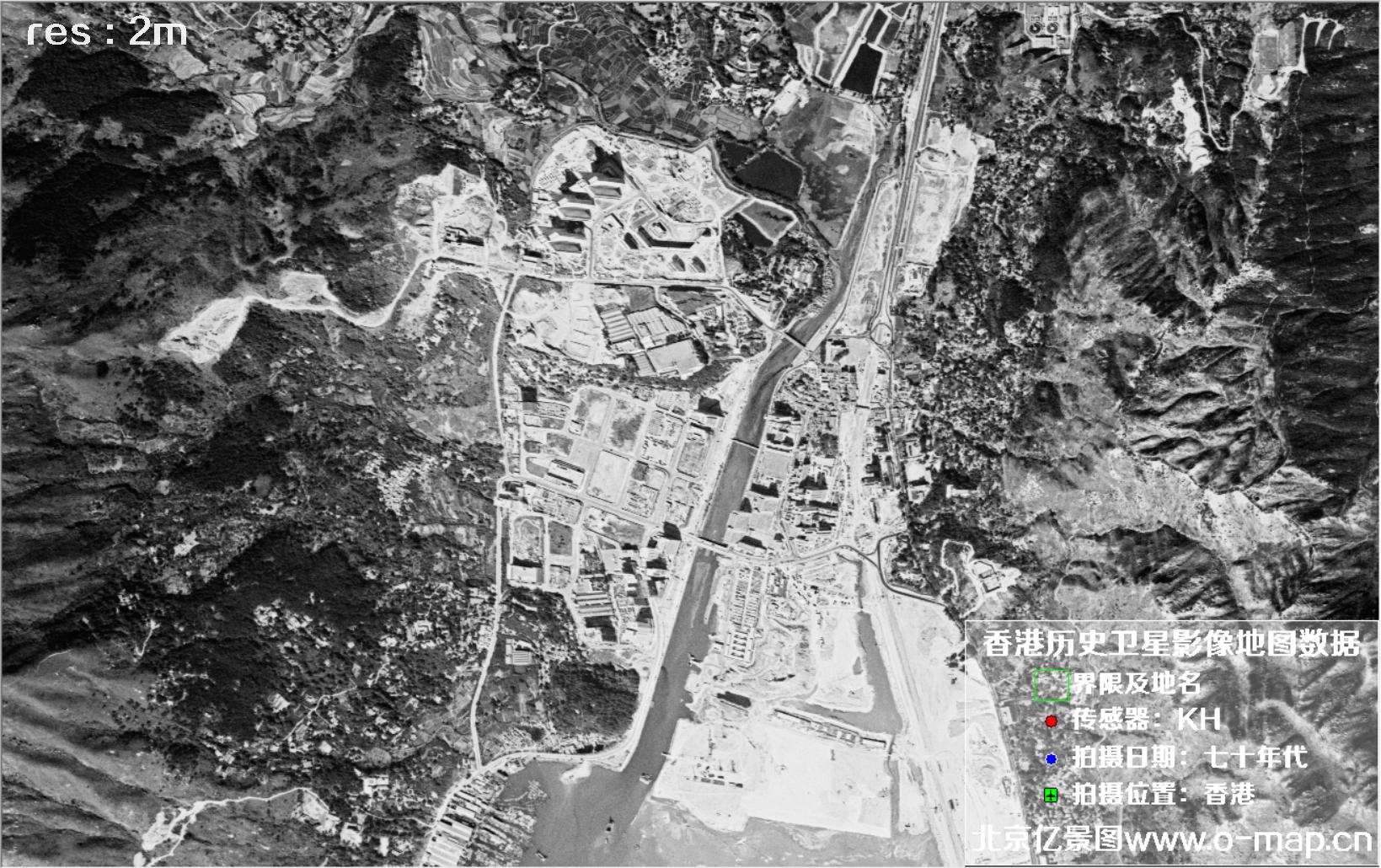 美国锁眼卫星1970年代拍摄的香港卫星地图数据
