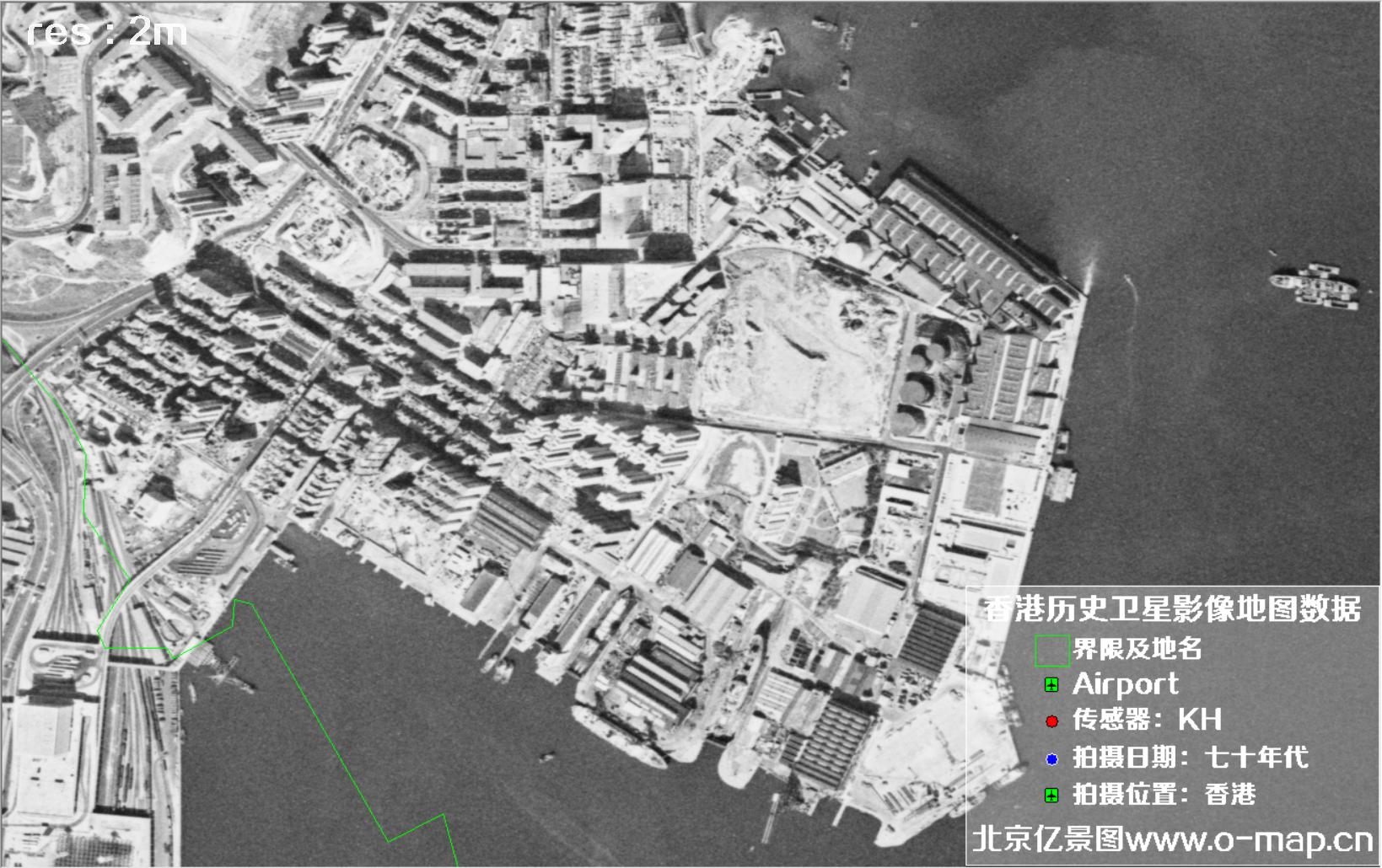 美国锁眼卫星1970年代拍摄的香港卫星地图数据