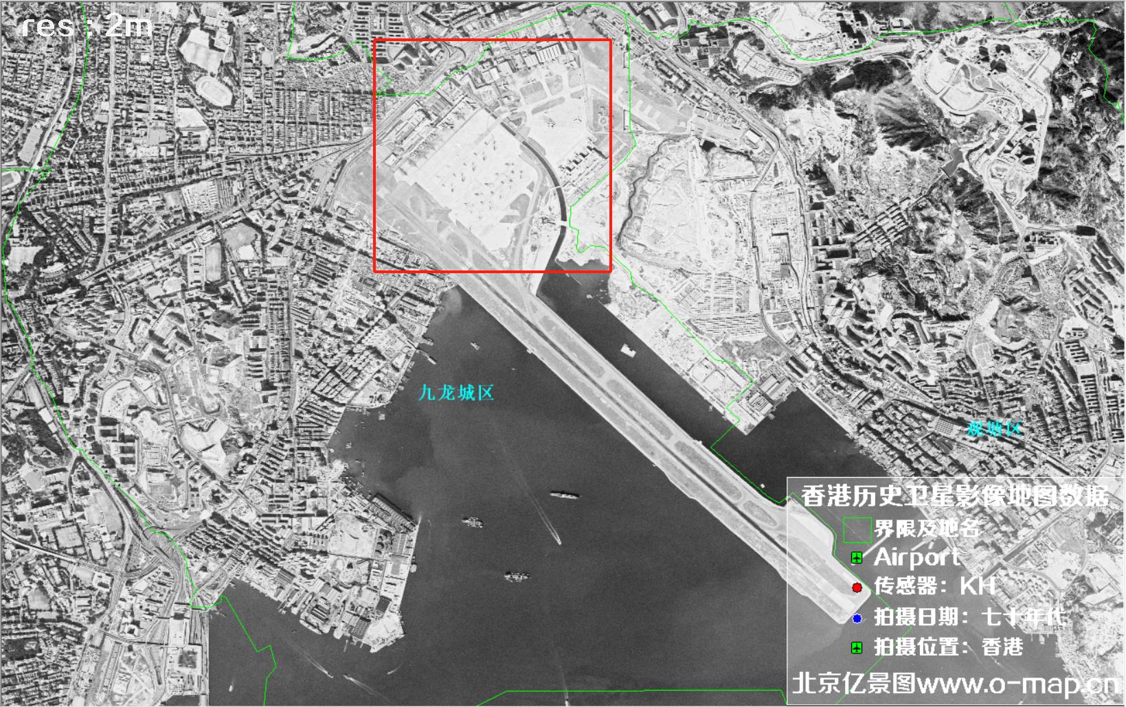 美国锁眼卫星1970年代拍摄的香港卫星地图数据