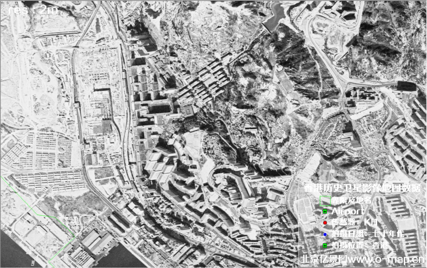 美国锁眼卫星1970年代拍摄的香港卫星地图数据