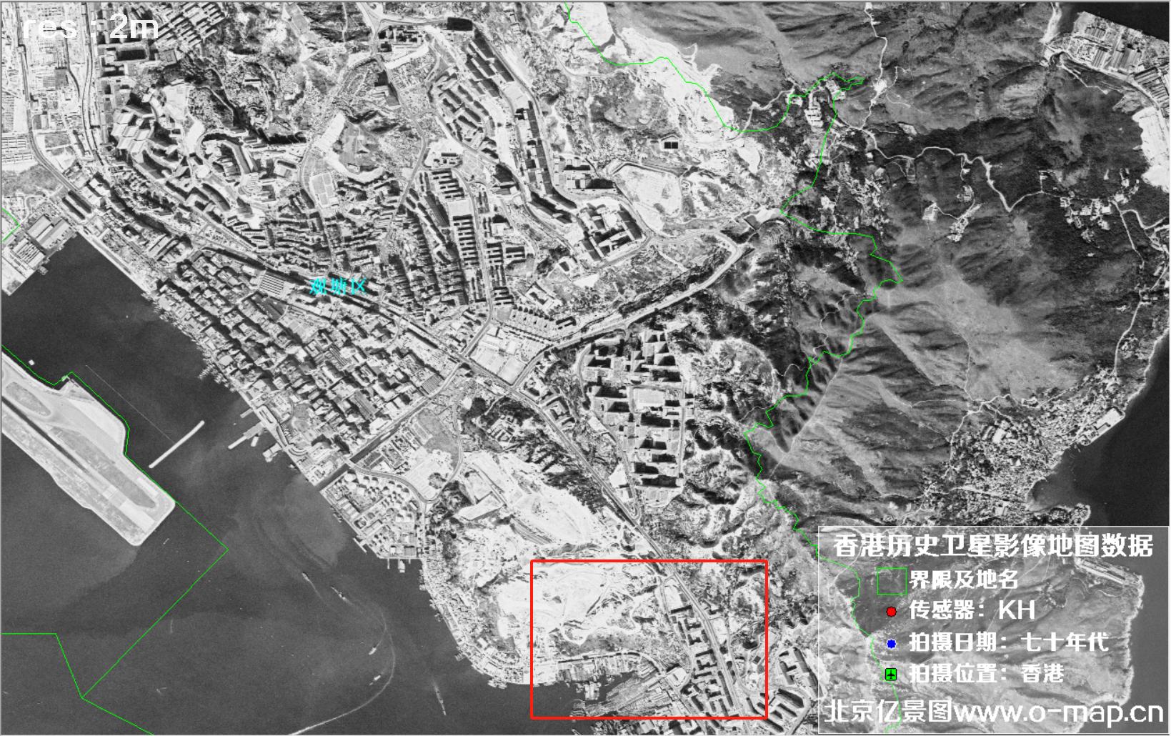 美国锁眼卫星1970年代拍摄的香港卫星地图数据