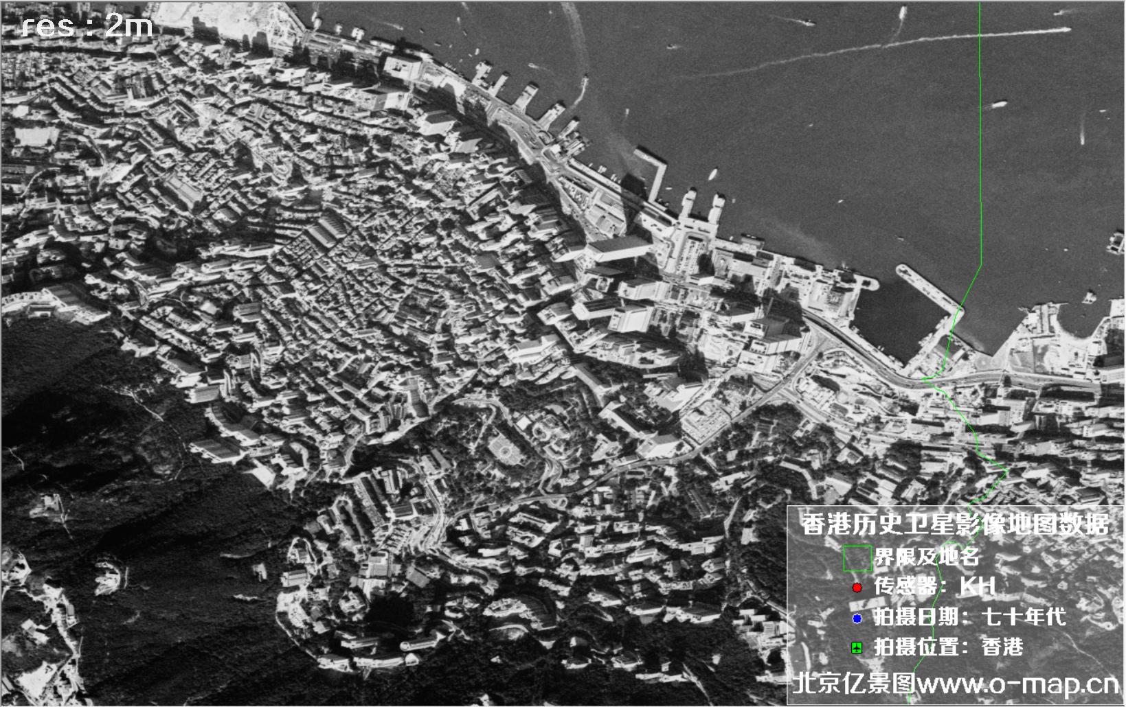 美国锁眼卫星1970年代拍摄的香港卫星地图数据
