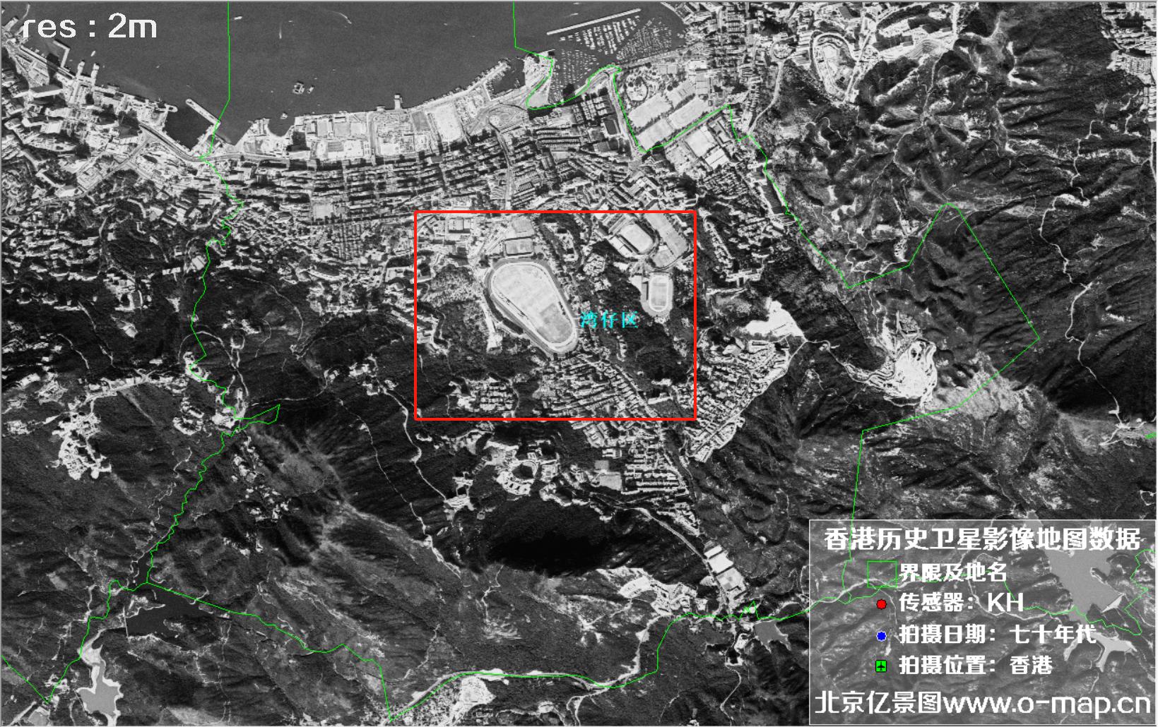 美国锁眼卫星1970年代拍摄的香港卫星地图数据