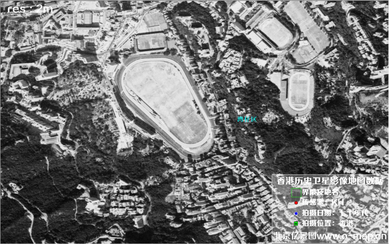美国锁眼卫星1970年代拍摄的香港卫星地图数据