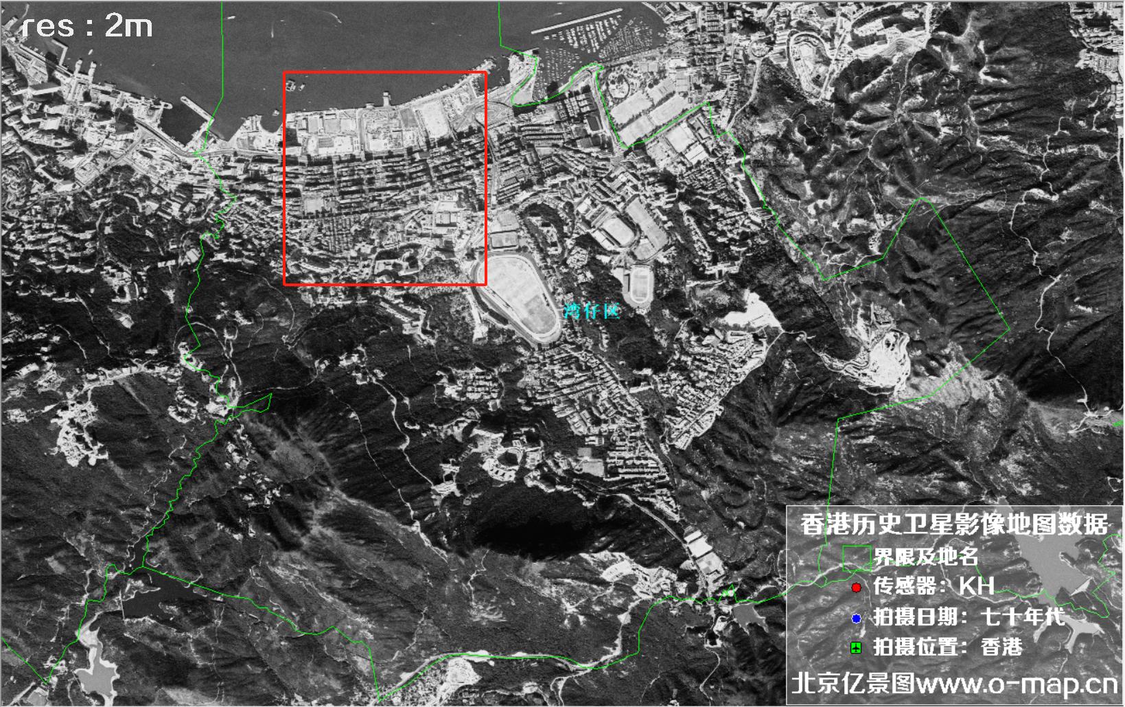 美国锁眼卫星1970年代拍摄的香港卫星地图数据