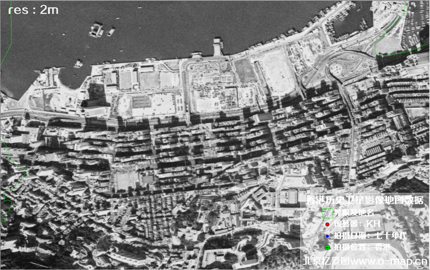 美国锁眼卫星1970年代拍摄的香港卫星地图数据