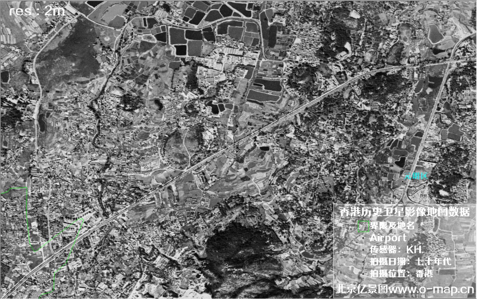 美国锁眼卫星1970年代拍摄的香港卫星地图数据