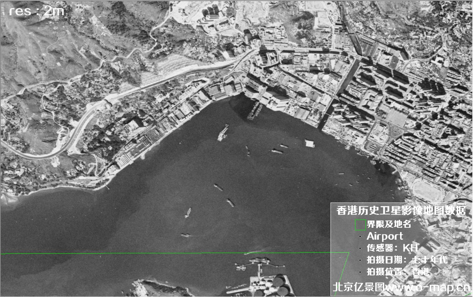 美国锁眼卫星1970年代拍摄的香港卫星地图数据