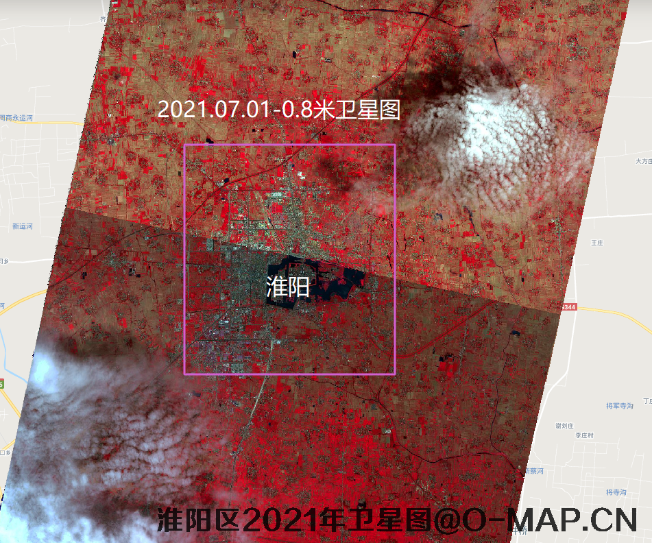 高分二号卫星2021年7月份拍摄的淮阳市最新卫星图