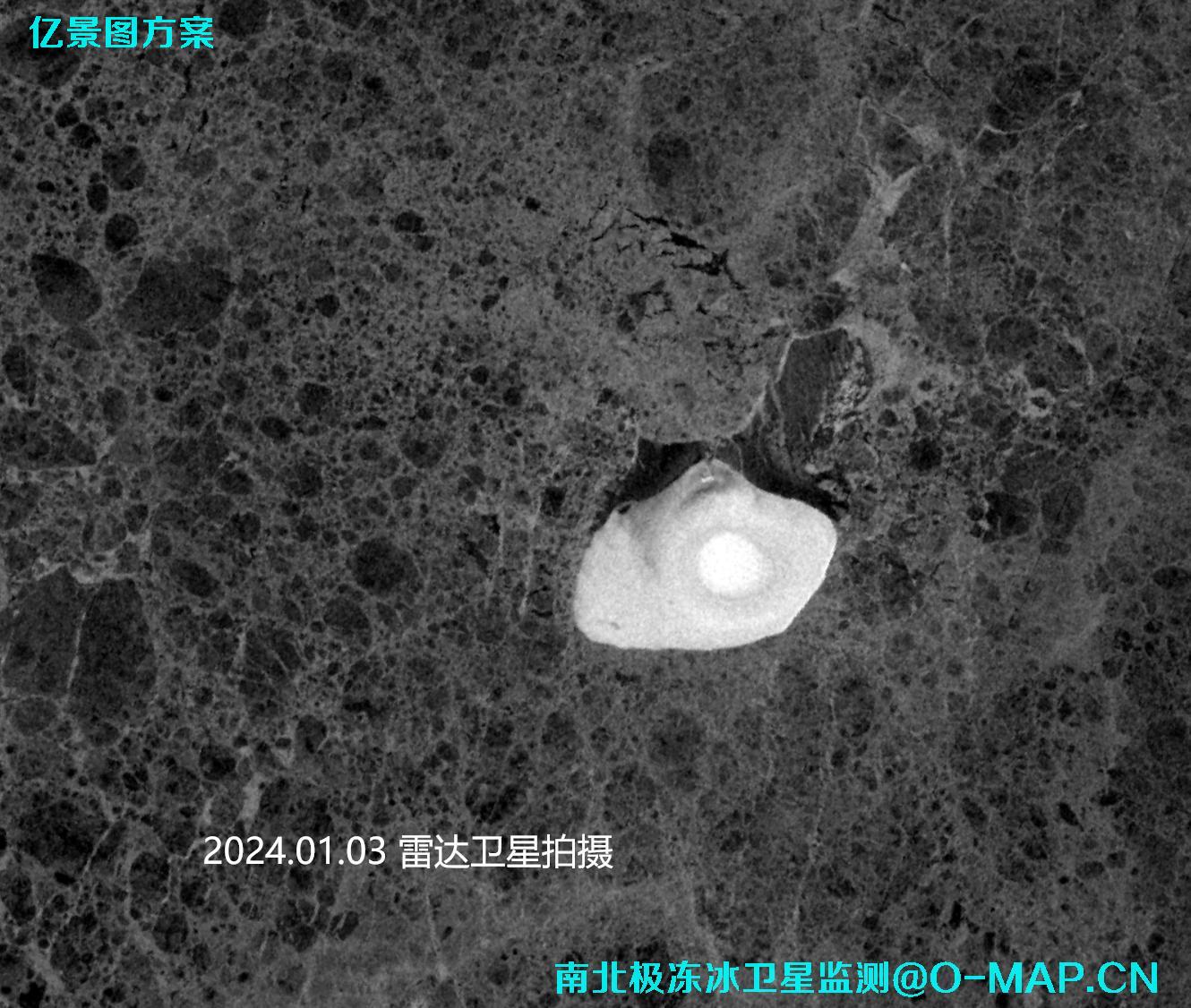 卫星影像冰冻监测示例-卫星影像拍摄的北极冰冻雪山卫星图片