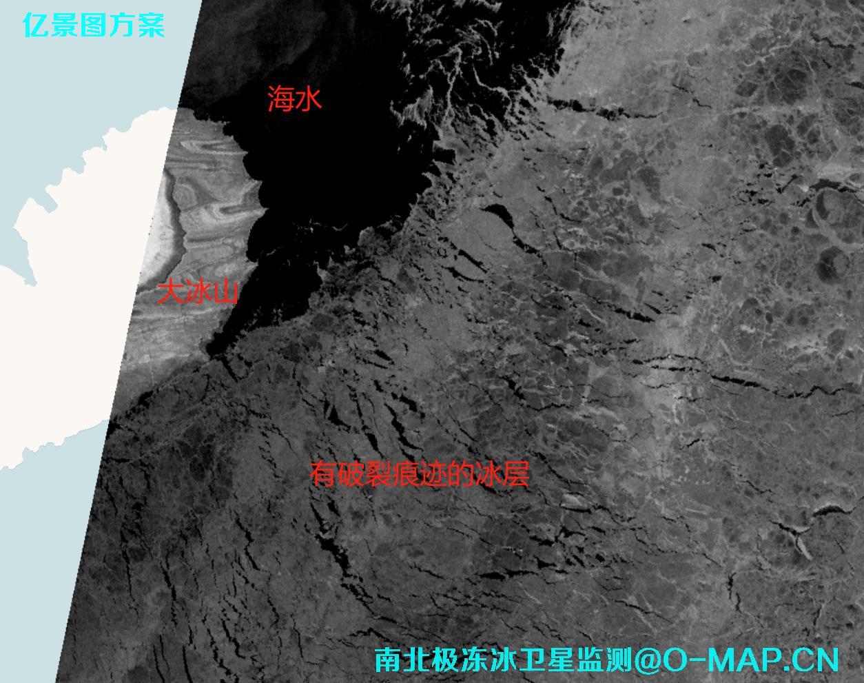 卫星影像冰冻监测示例-卫星影像拍摄的北极冰冻雪山卫星图片