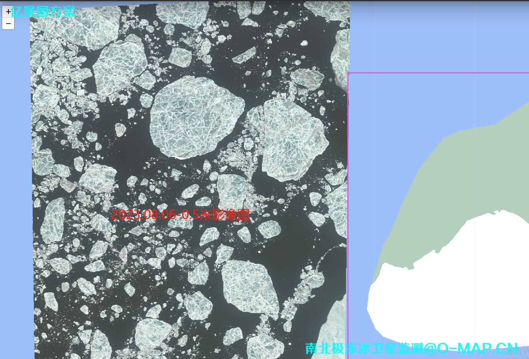 卫星影像冰冻监测示例-卫星影像拍摄的北极冰冻雪山卫星图片