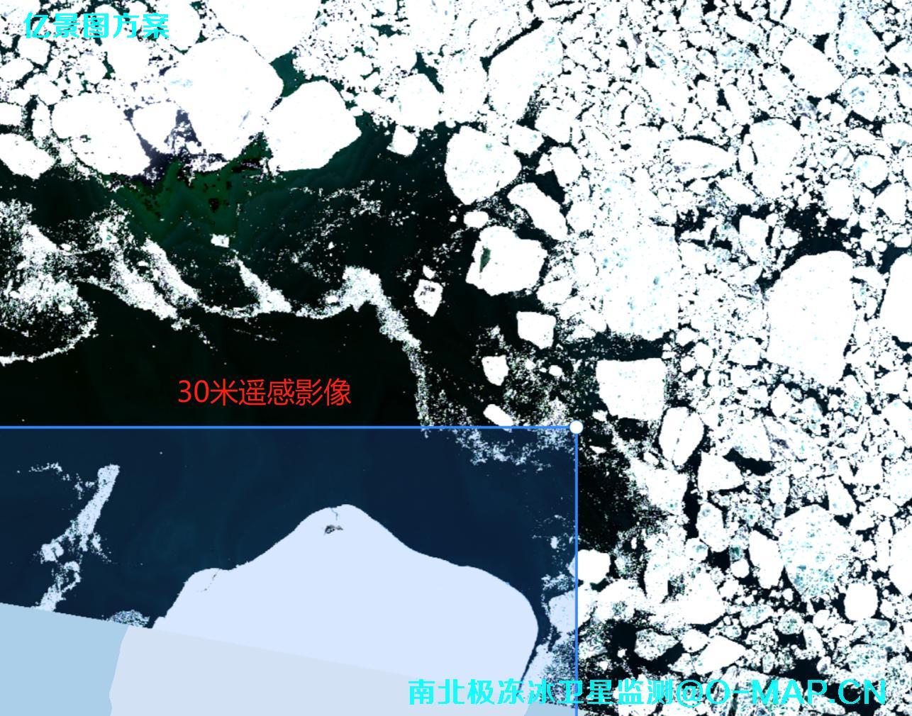 卫星影像冰冻监测示例-卫星影像拍摄的北极冰冻雪山卫星图片