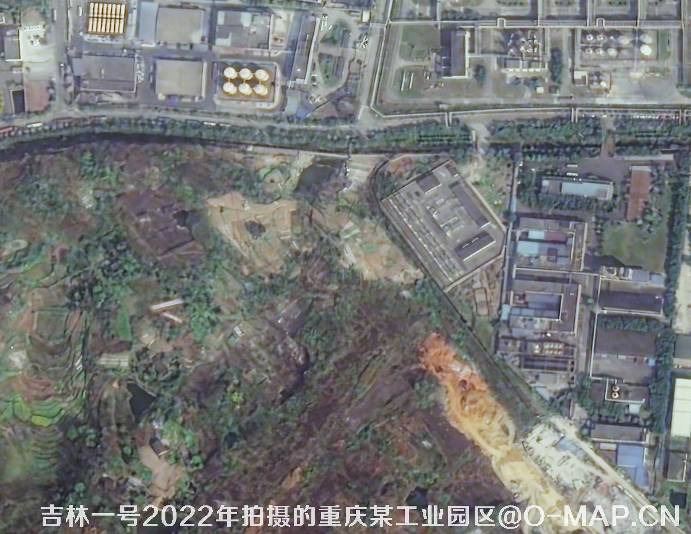吉林一号卫星2022年3月份拍摄的重庆市某工业园区