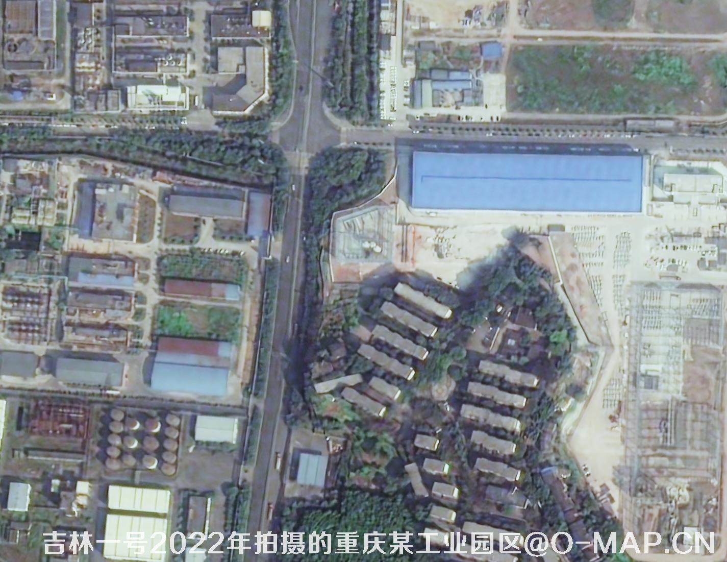 吉林一号卫星2022年3月份拍摄的重庆市某工业园区