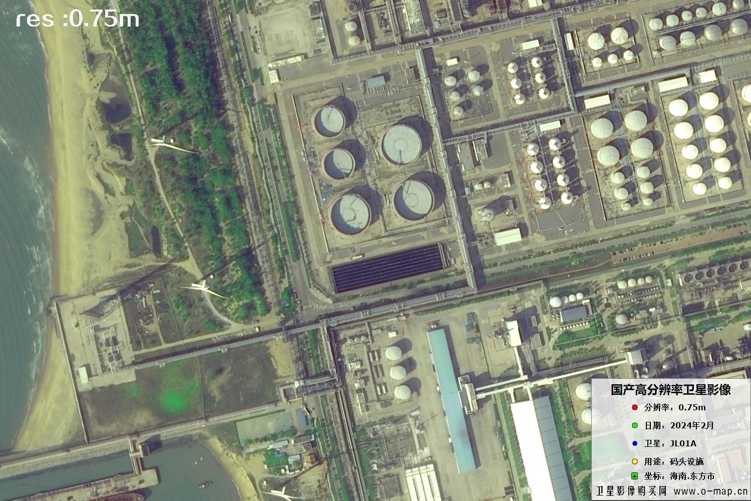 海南省东方市2024年2月份吉林一号卫星图