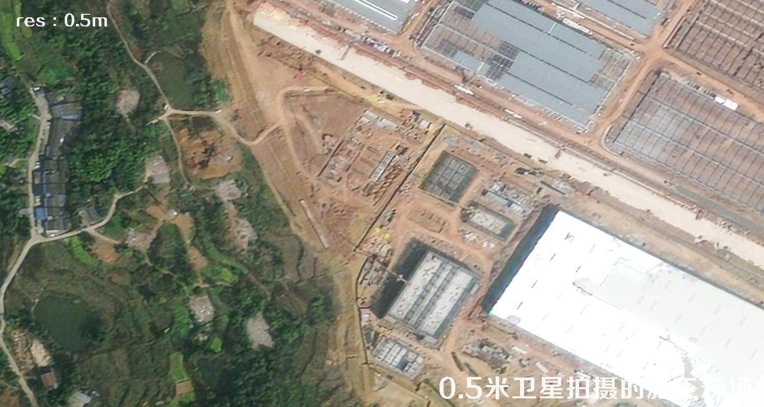 国产0.5米分辨率卫星拍摄的工地施工现场卫星图