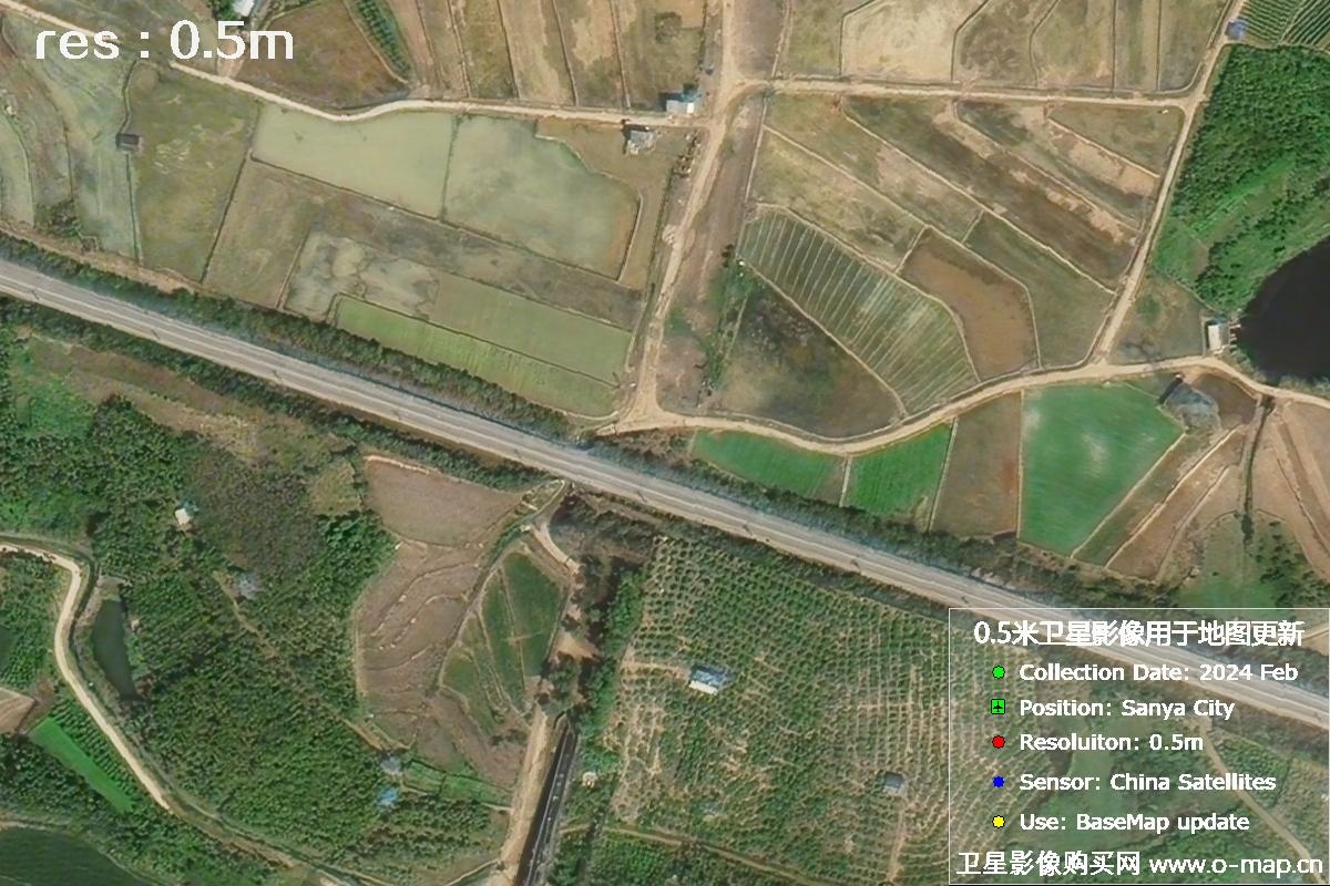 三亚地区2024年2月份0.5米分辨率农田地块卫星图