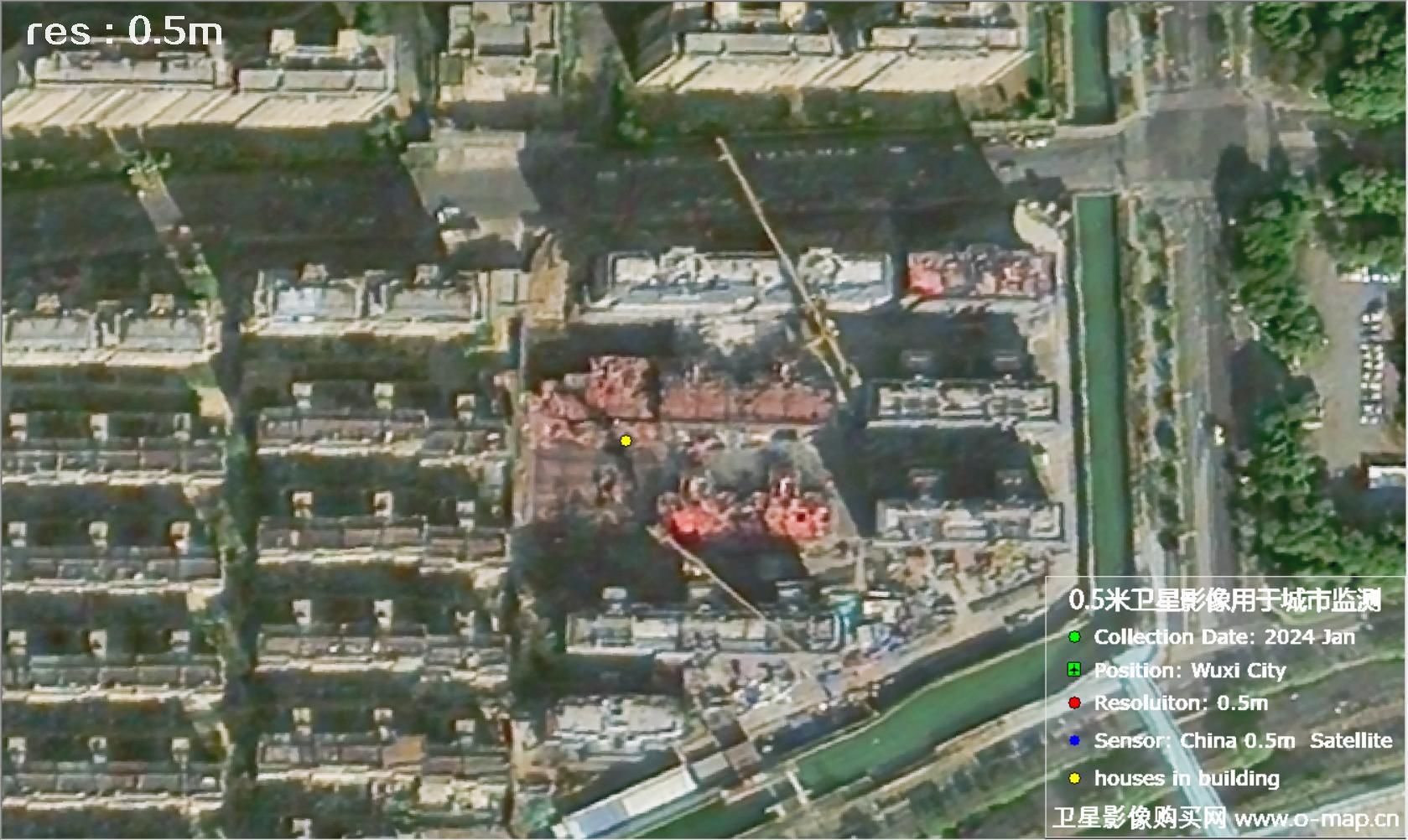中国0.5米分辨率卫星影像用于无锡市在建房屋监测