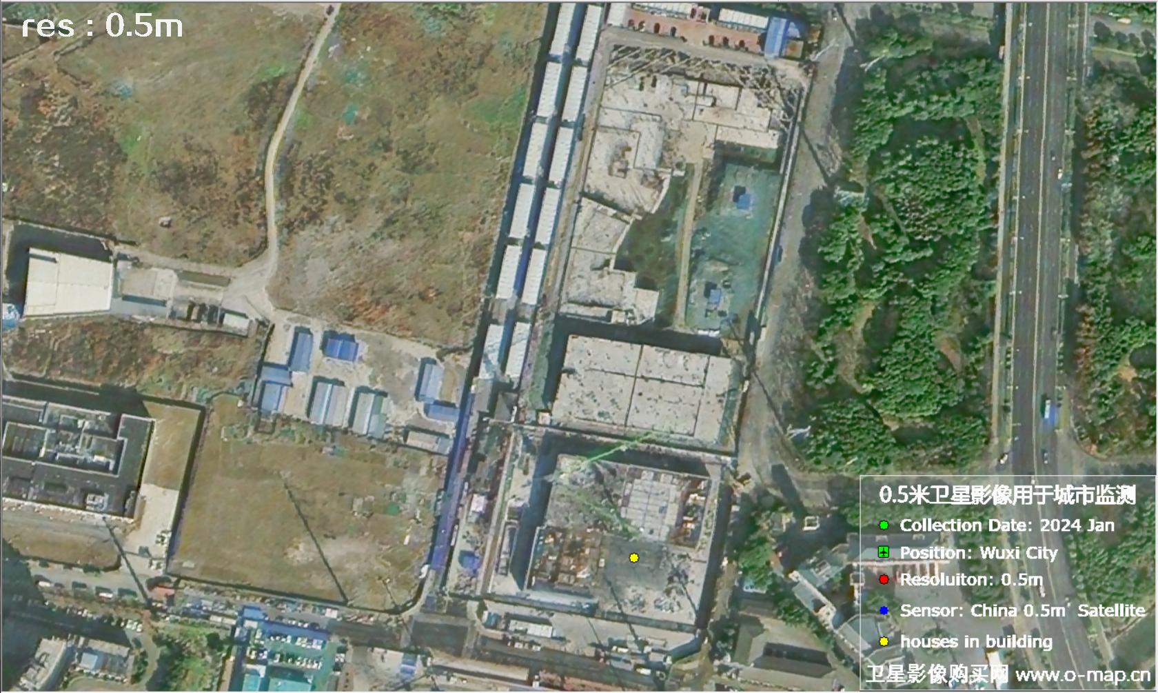 中国0.5米分辨率卫星影像用于无锡市在建房屋监测