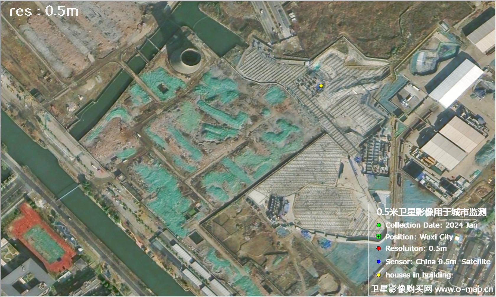 中国0.5米分辨率卫星影像用于无锡市在建房屋监测