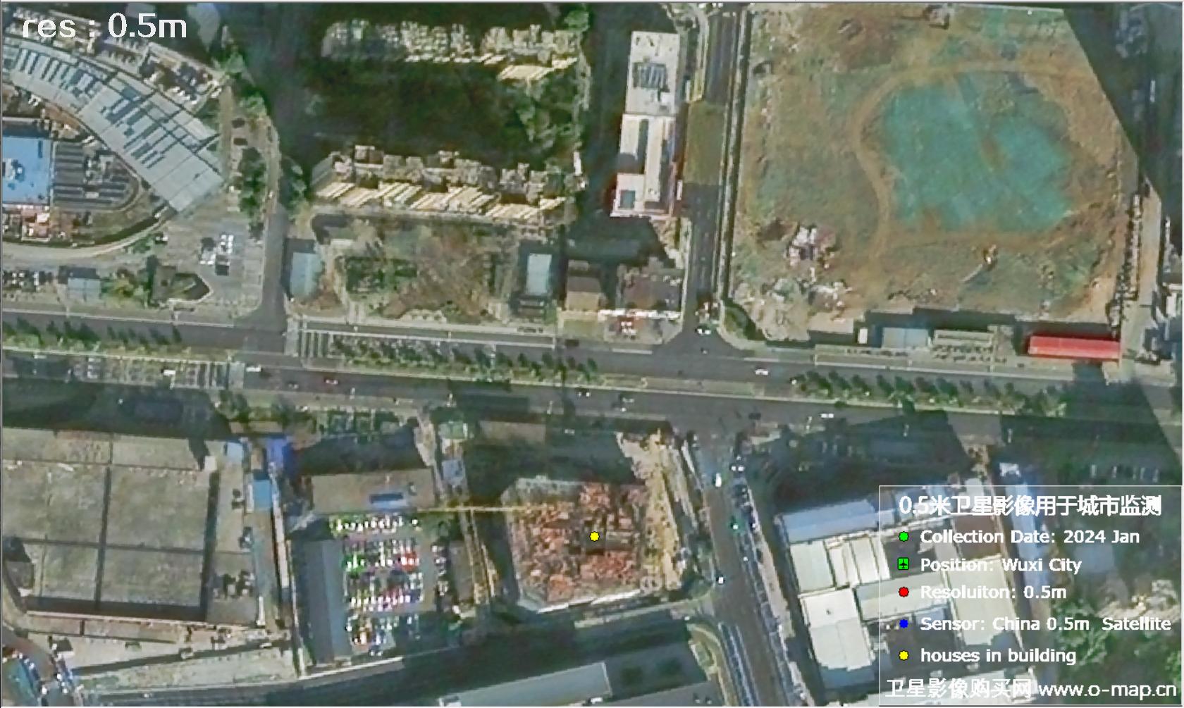 中国0.5米分辨率卫星影像用于无锡市在建房屋监测