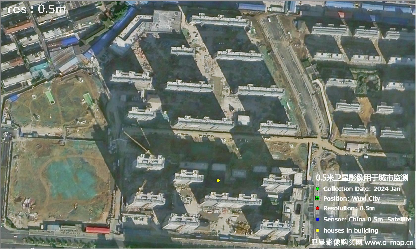 中国0.5米分辨率卫星影像用于无锡市在建房屋监测