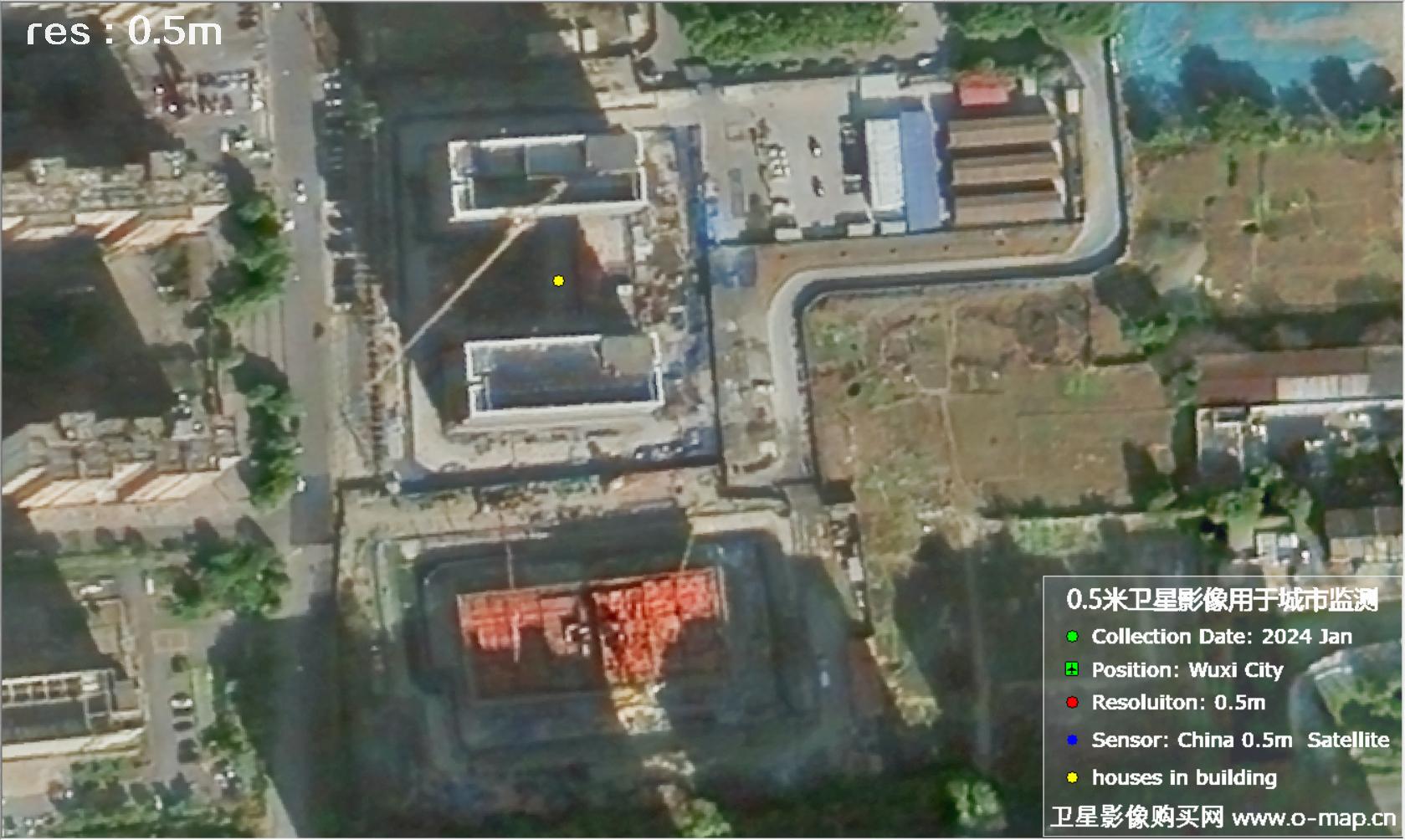 中国0.5米分辨率卫星影像用于无锡市在建房屋监测