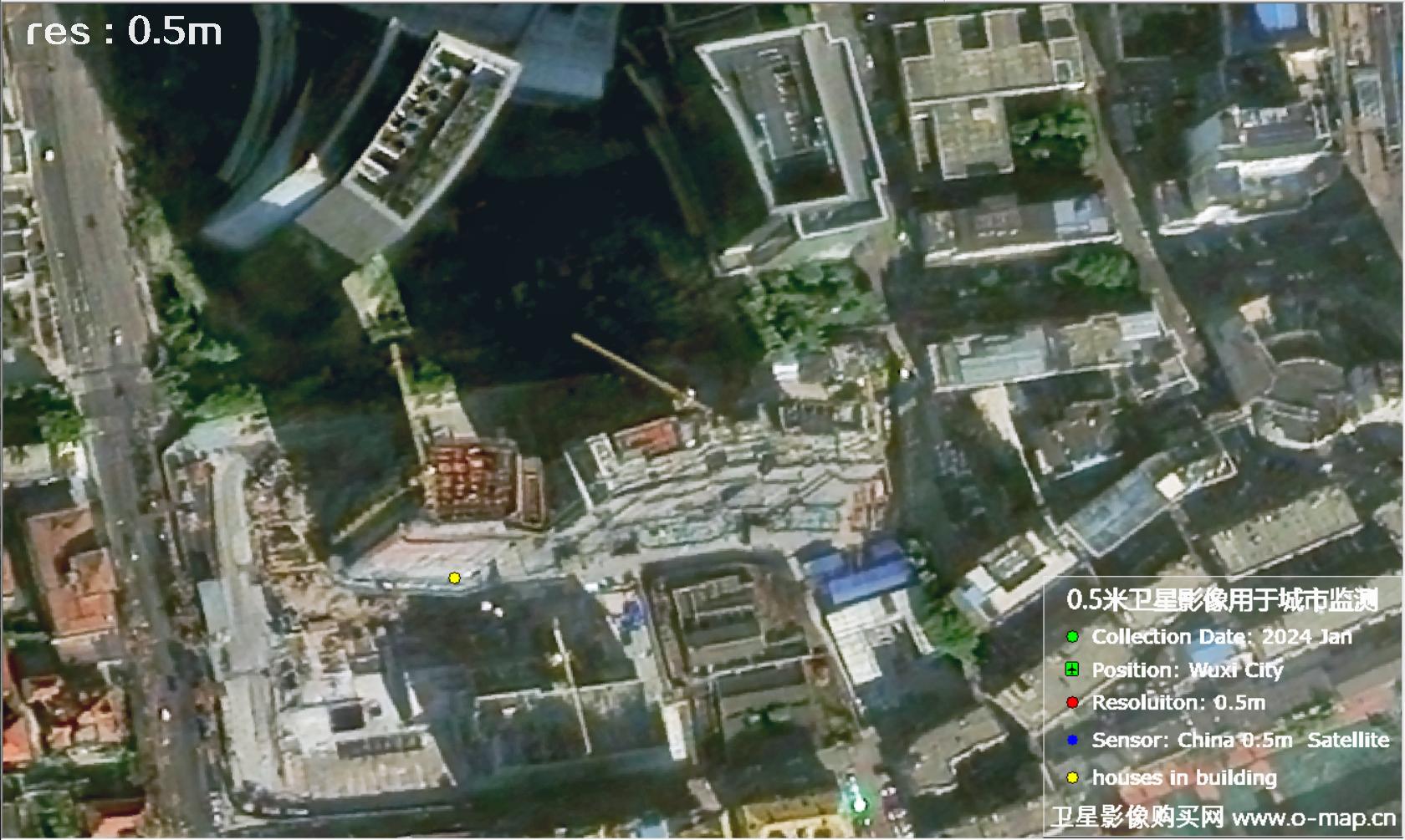 中国0.5米分辨率卫星影像用于无锡市在建房屋监测